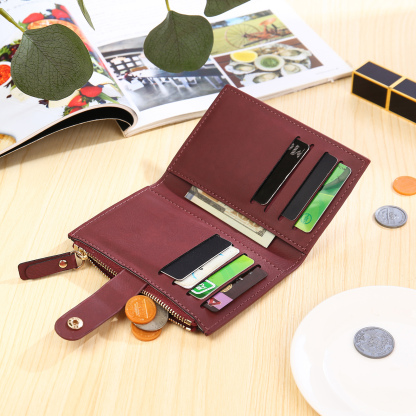 Damen Personalisierter Text & Name & Geburtsblume PU Leder Geldbörse