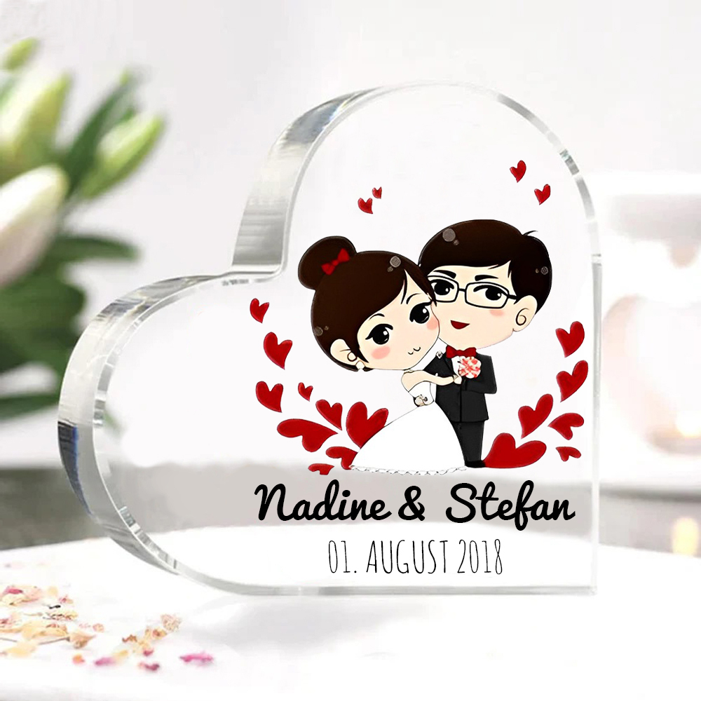 Personalisierte 2 Texte Acryl-Deko Schreibtischdekoration Hochzeitstag Geschenk für Paar