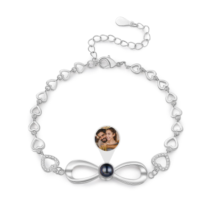 Personalisiertes Foto Infinity Projektion Armband mit Herzen Ketten
