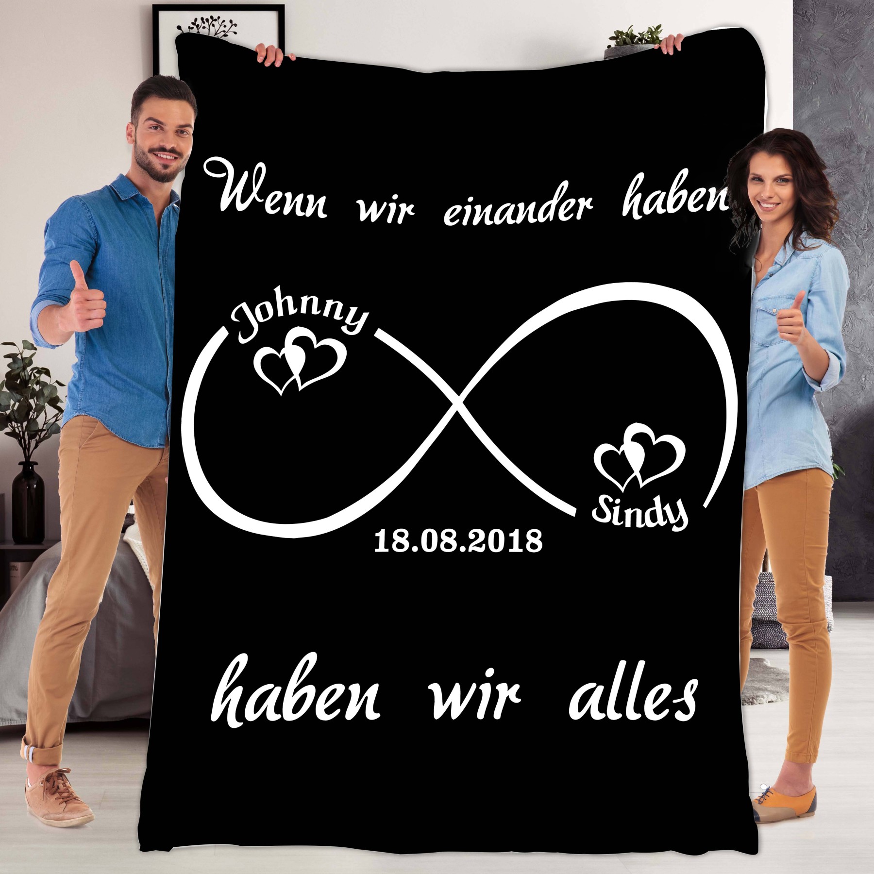 Personalisierte 2 Namen & Datum-Wenn wir einander haben, haben wir alles- Decke Für Paare