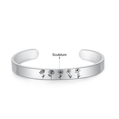 Wildblume Familie Armband 5 Blumen Personalisierte Garten Armband