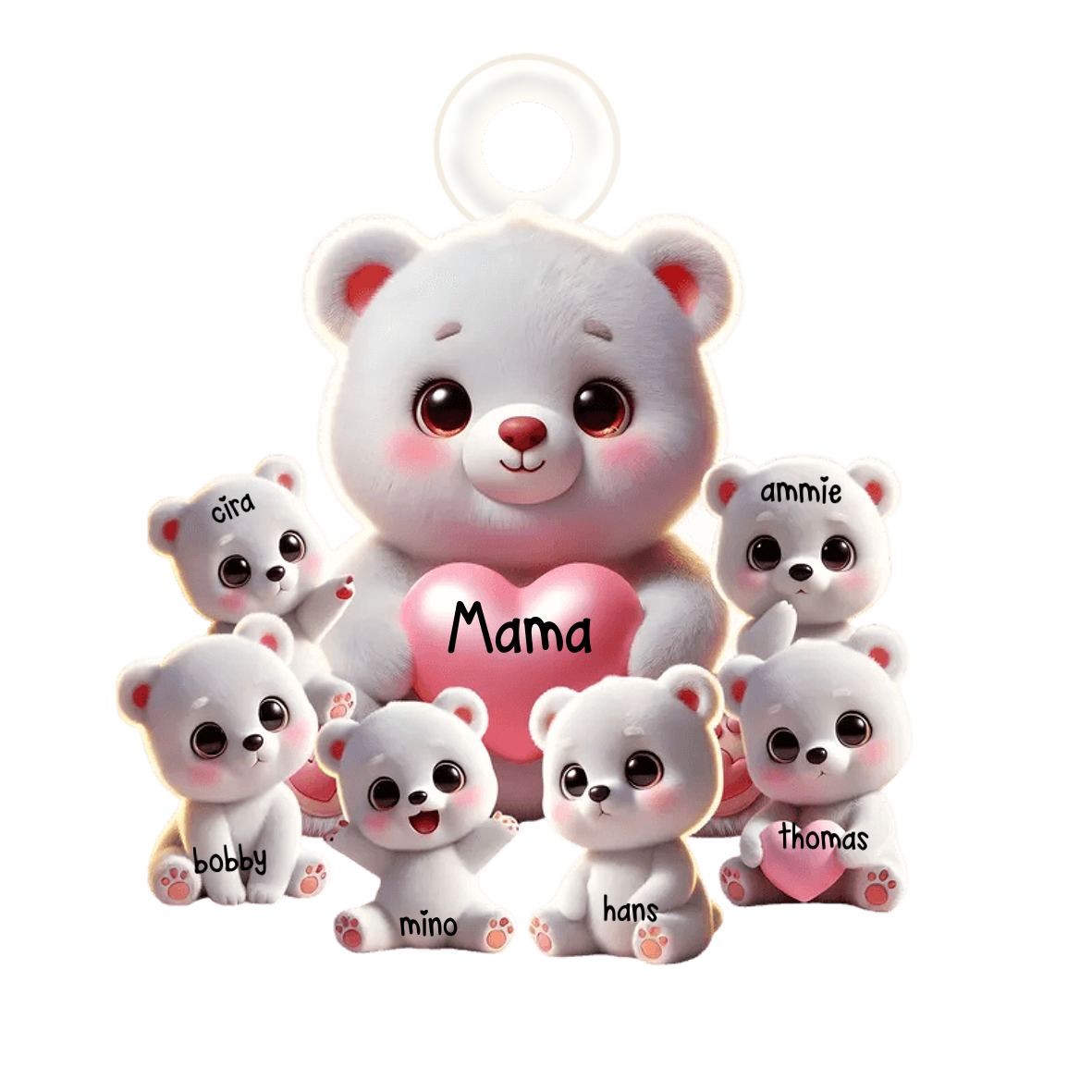 Oma/Mama Bär mit Herz - Personalisierter Schlüsselanhänger aus Acryl - Geschenk für Oma/Mama