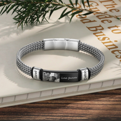 Personalisierbares Herren-Fotoarmband mit Gravur und 2–5 Namen