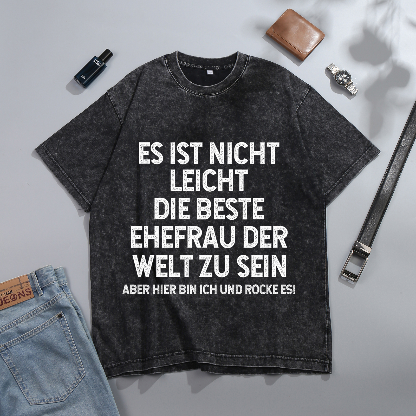 Personalisierte Paar Schwarz T-Shirts – Ehefrau- und Ehemann Designs in zwei Varianten