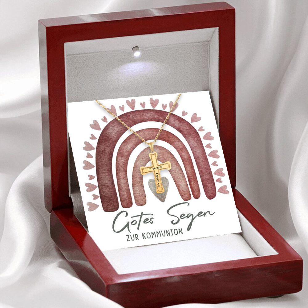 Kettenmachen 925 Sterling Silber An Unseren Sohn von Mama & Papa
Kommunion Kreuz Halskette - Geschenk mit Nachrichtenkarte 31.39