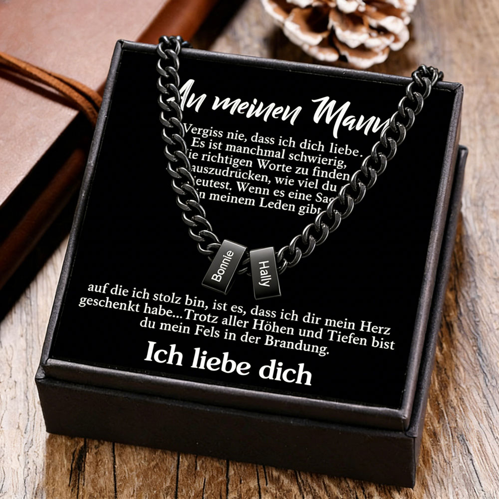 Personalisierte Herrenhalskette aus Edelstahl, individuell anpassbar mit 1–6 Namensperlen – ein langlebiges Andenken; ideales Geschenk zu Weihnachten, zum Geburtstag und zum Vatertag für ihn, Papa oder Ehemann | Kettenmachen