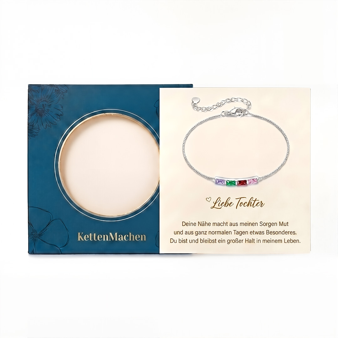 Personalisiertes Silberarmband aus 925 Sterling Silber mit 2 bis 6 Geburtssteinen Geschenk für Mama oder sie