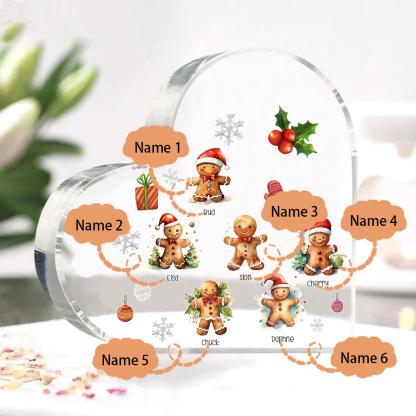 Personalisierte 6 Namen Lebkuchenmann Familie Weihnachten Acryl-Deko-Schreibtischdekoration