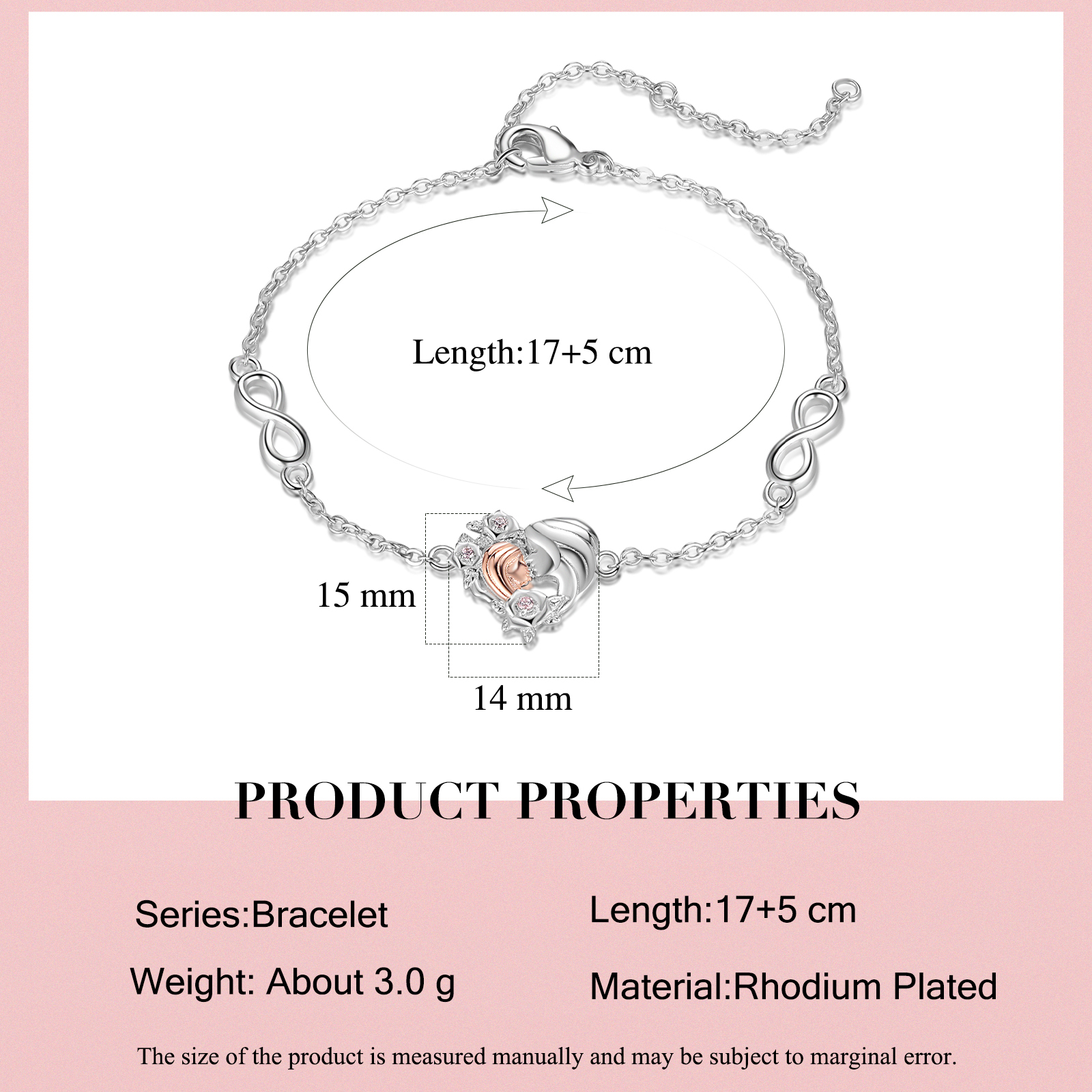 Herz Infinity Armband mit Zirkonia -Tochter ♡ Mutter Geschenk