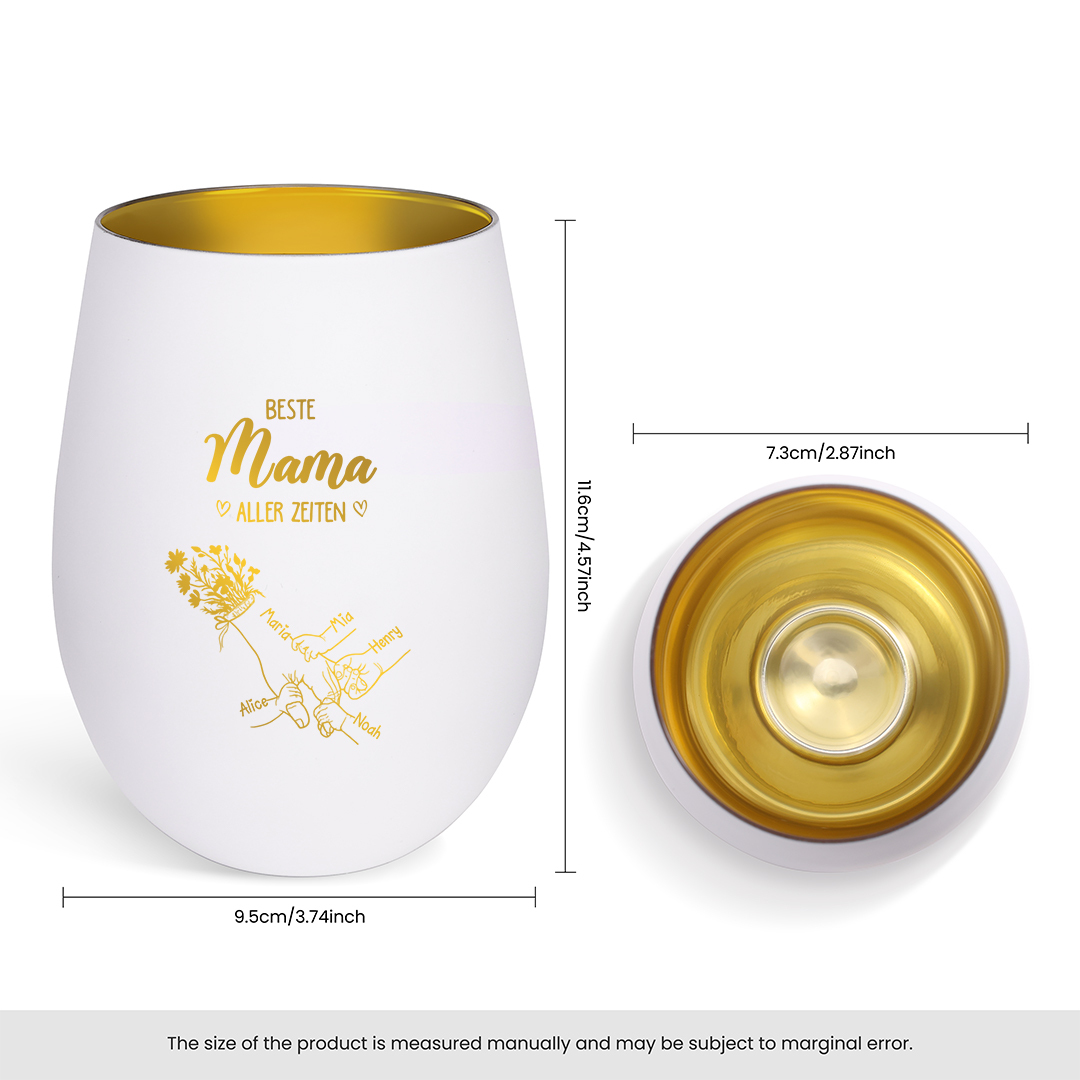 Personalisierter Glas-Kerzenhalter mit Handform und 2–7 Namen – Beste Mama aller Zeiten