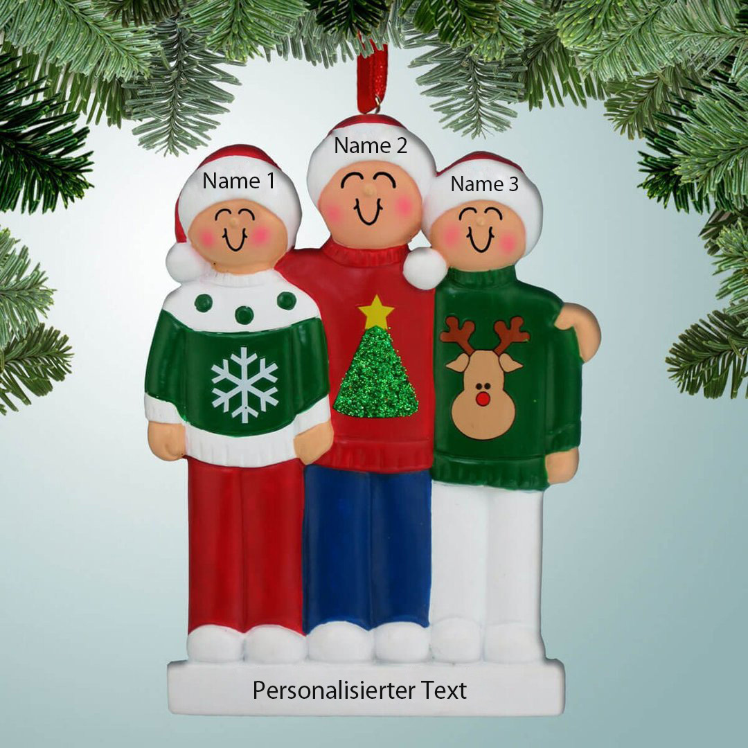 Holz Personalisiertes 3 Namen Text Weihnachtsornament Weihnachten mit 3 Familienmitglieder