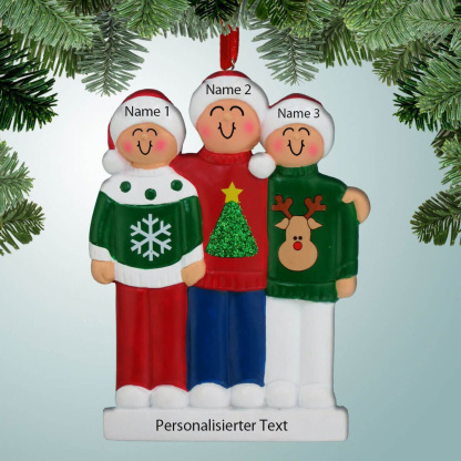 Holz Personalisiertes 3 Namen Text Weihnachtsornament Weihnachten mit 3 Familienmitglieder