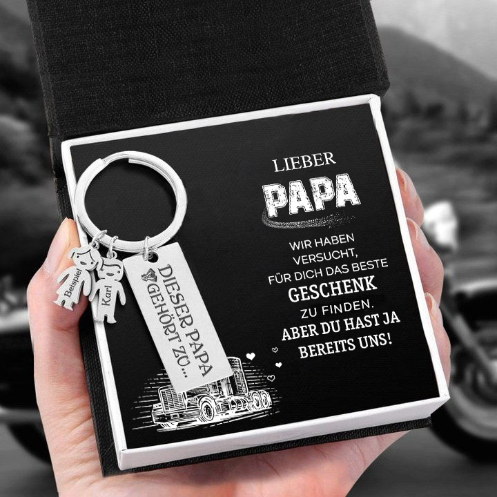 Kettenmachen Personalisierter 2 Kinder Namen Schlüsselanhänger- Lieber Papa-Geschenk mit Nachrichtenkarte 16.99