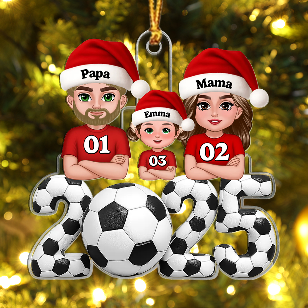 Personalised Family Football Christmas Ornament 2025