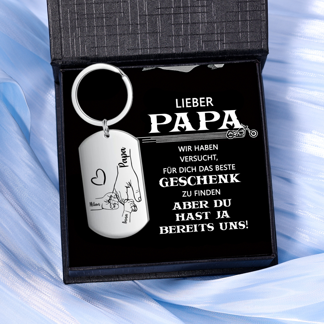 Kettenmachen Personalisierbare 2 Namen Papa Hand Schlüsselanhänger-Lieber Papa du hast ja bereits uns-Geschenk für Vater Vatertag 15.99