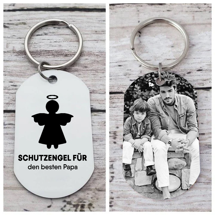 Personalisierbarer Foto & Text Schutzengel Schlüsselanhänger