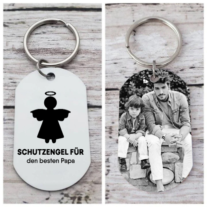 Personalisierbarer Foto & Text Schutzengel Schlüsselanhänger