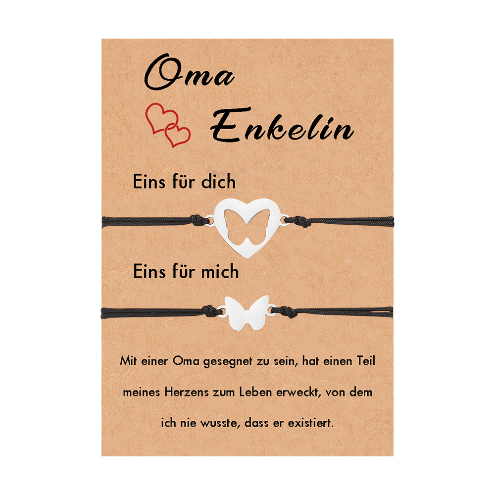 Schmetterling Armbänder Set-Oma & Enkelin-Geschenk mit Nachrichtenkarte