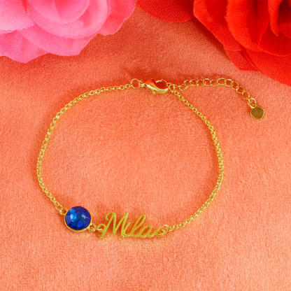 Personalisierter 1 Name Armband mit 1 Geburtsstein