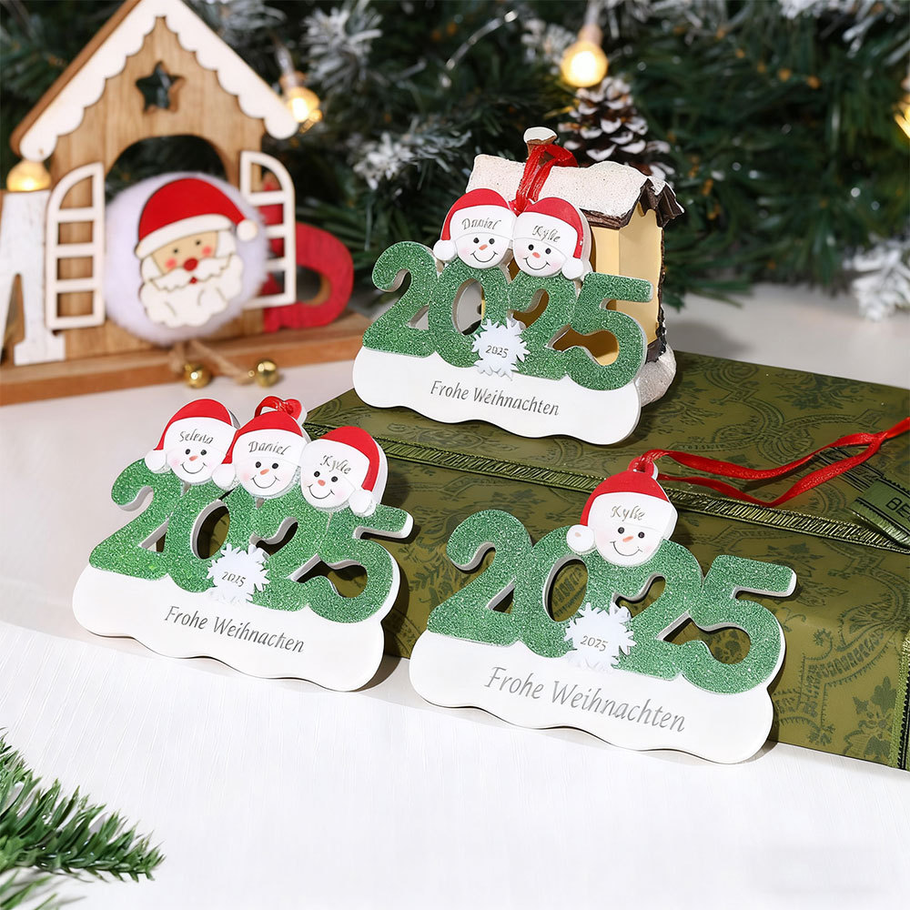 2025 Schneemann Schneeflocke Weihnachtsanhänger personalisierte — "Frohe Weihnachten"