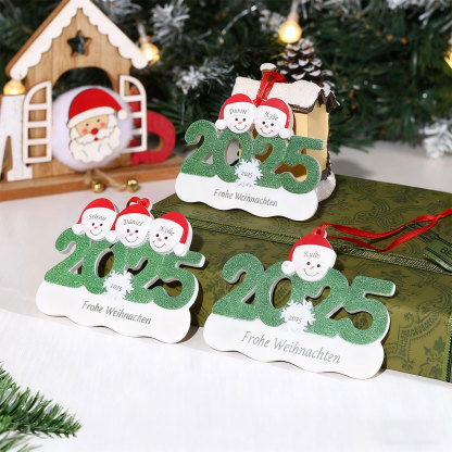 2025 Schneemann Schneeflocke Weihnachtsanhänger personalisierte — "Frohe Weihnachten"