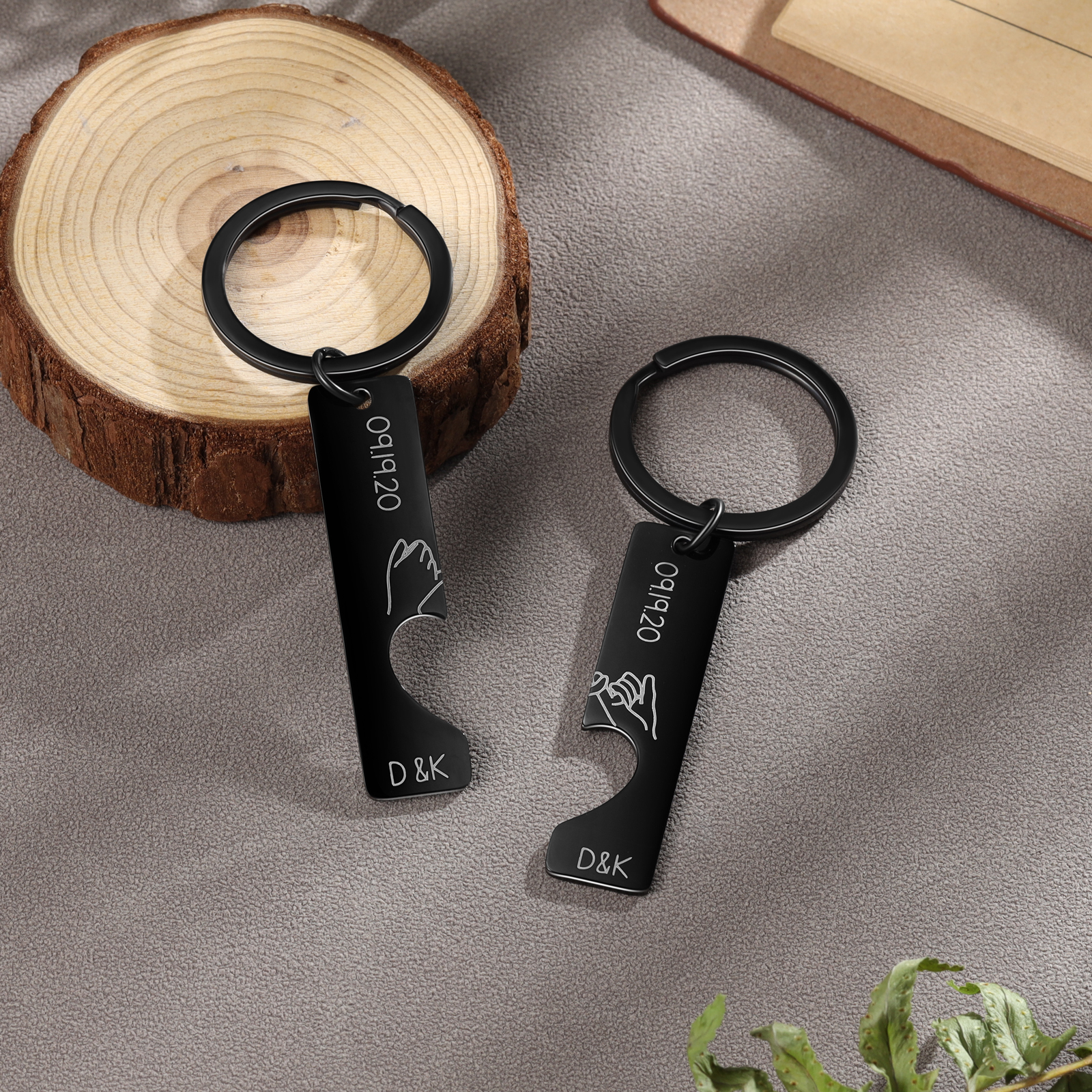 Personalisierte Partner-Schlüsselanhänger mit individueller Gravur im 2er Set - Herz Vereinbarung