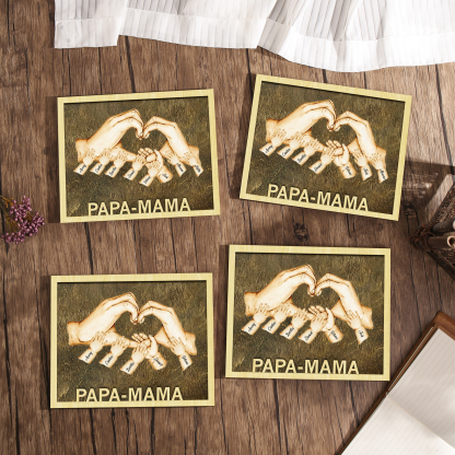 PAPA-MAMA Holz Deko-Personalisierbare 3 Namen Ornament Familie Hand in Hand Holzdekoration für Eltern