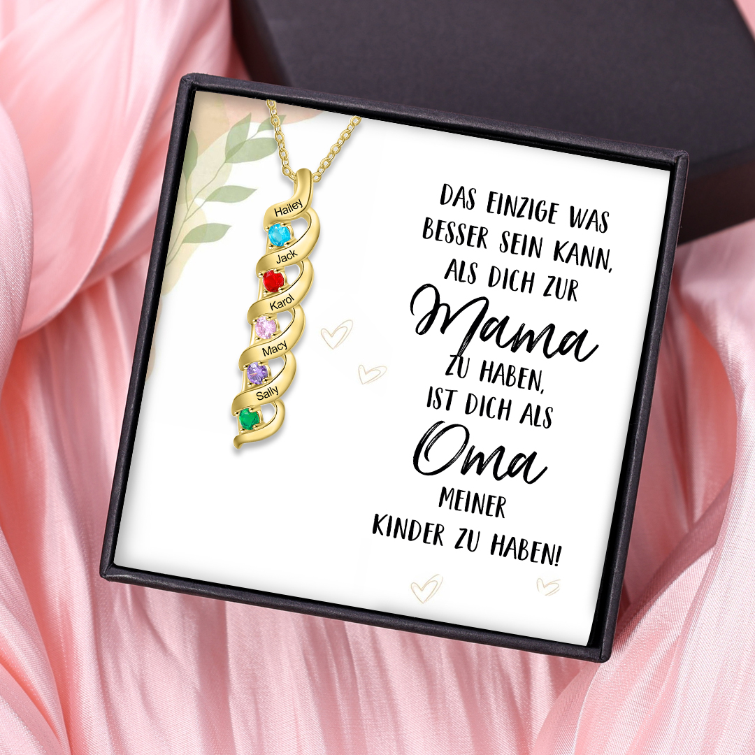 Personalisierte 5 Namen & Geburtssteine DNA Halskette-Das Einzige, was besser ist, ist dich als Oma meiner Kinder zu haben-Geschenk mit Nachrichtenkarte