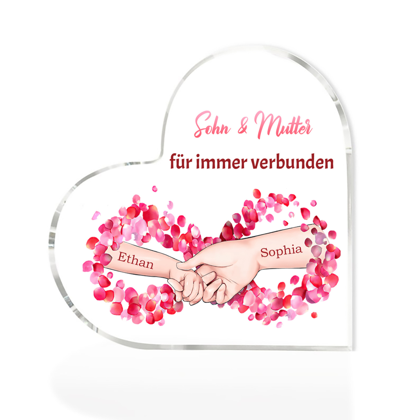 Personalisierte 2 Namen Acryl-Deko - Sohn und Mutter für immer verbunden - Schreibtischdekoration für Mutter