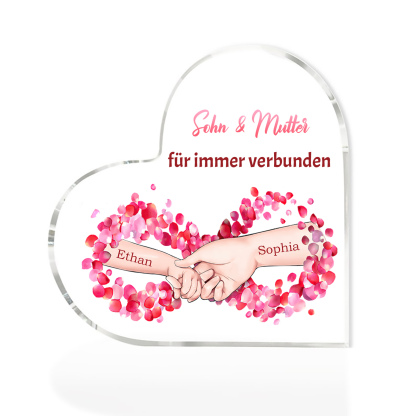 Personalisierte 2 Namen Acryl-Deko - Sohn und Mutter für immer verbunden - Schreibtischdekoration für Mutter