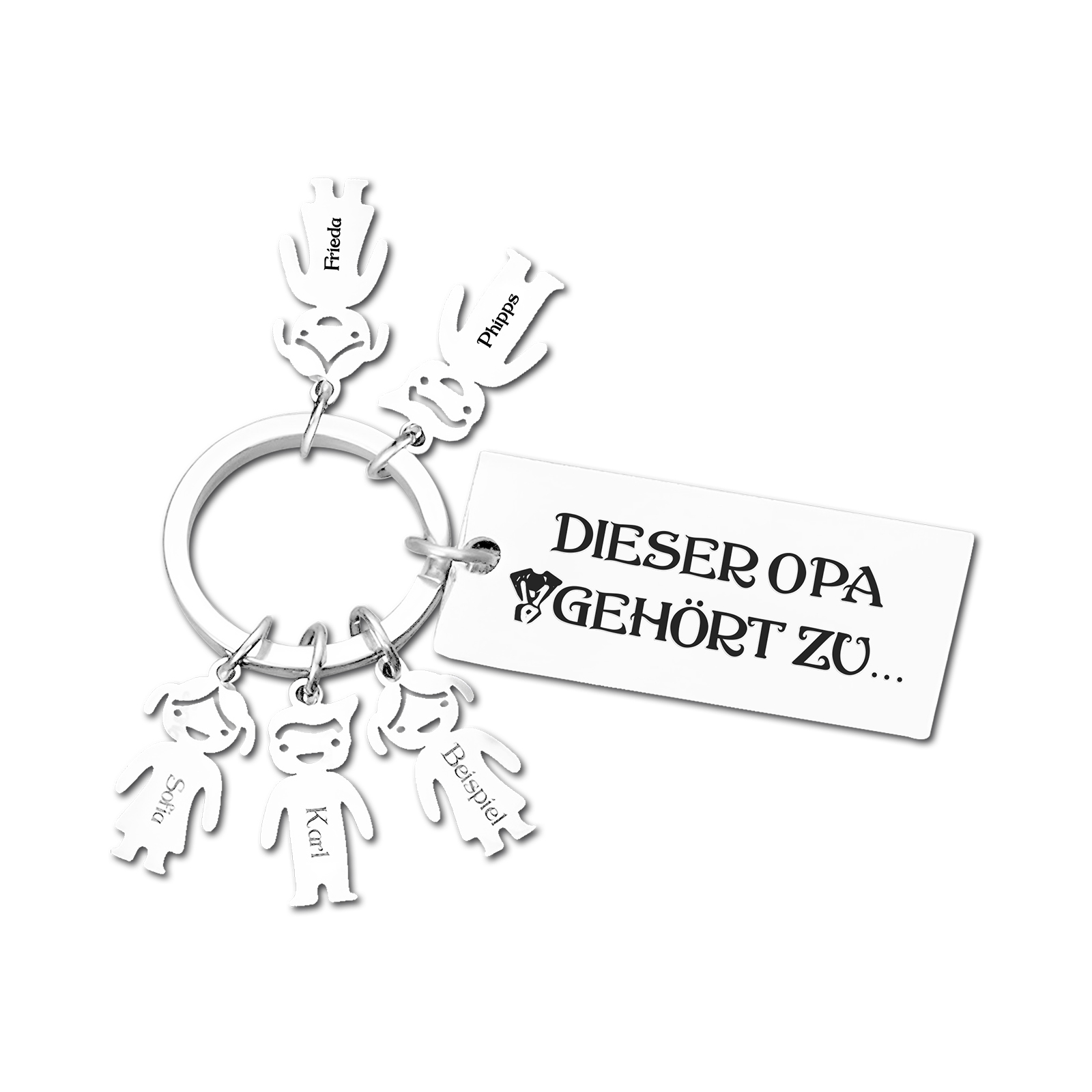 Personalisierbarer 5 Namen Schlüsselanhänger-Dieser Opa gehört zu-Geschenk für Großvater