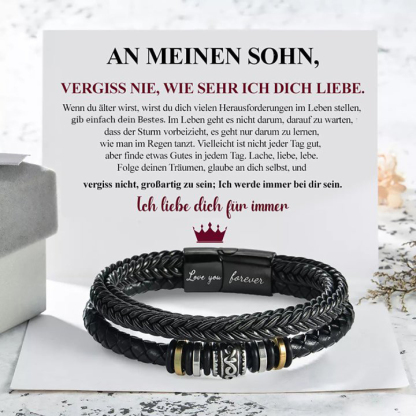 Leder Armband -An meinen Sohn Geschenk- mit Nachrichtenkarte