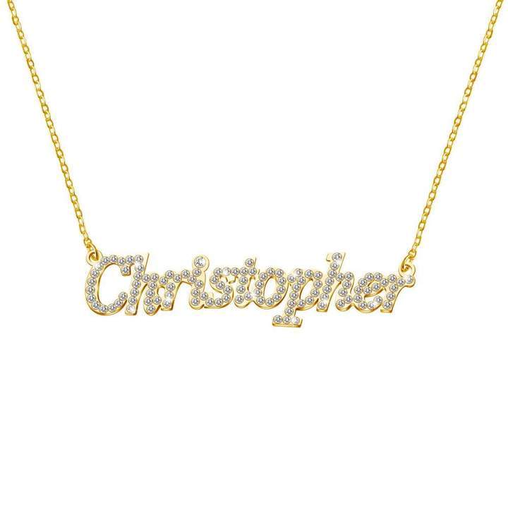 Muttertagsgeschenk personalisierte glänzende Diamant-Namenshalskette