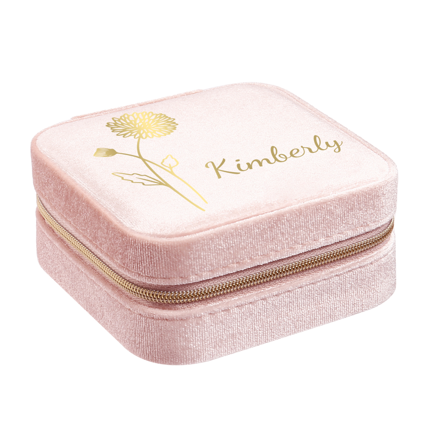 Personalisierbarer Name & Geburtsblume klein Velvet Schmuckaufbewahrung Schmuckzubehör Aufbewahrungsbox für Schmuck
