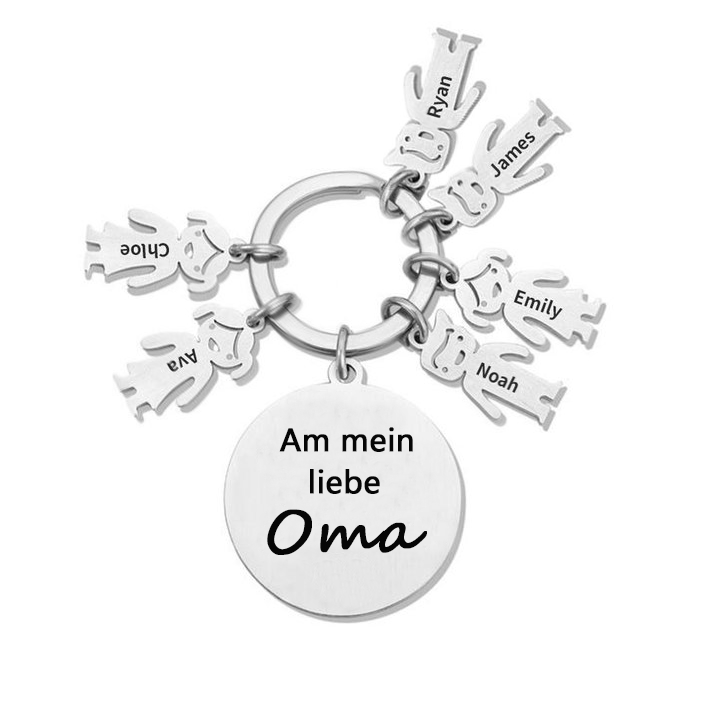 Gravur 6 Namen & Wunschtext Familie Schlüsselanhänger - Dieser Vater ( oder Mutter, Opa, Oma, usw. ) Gehört zu ...