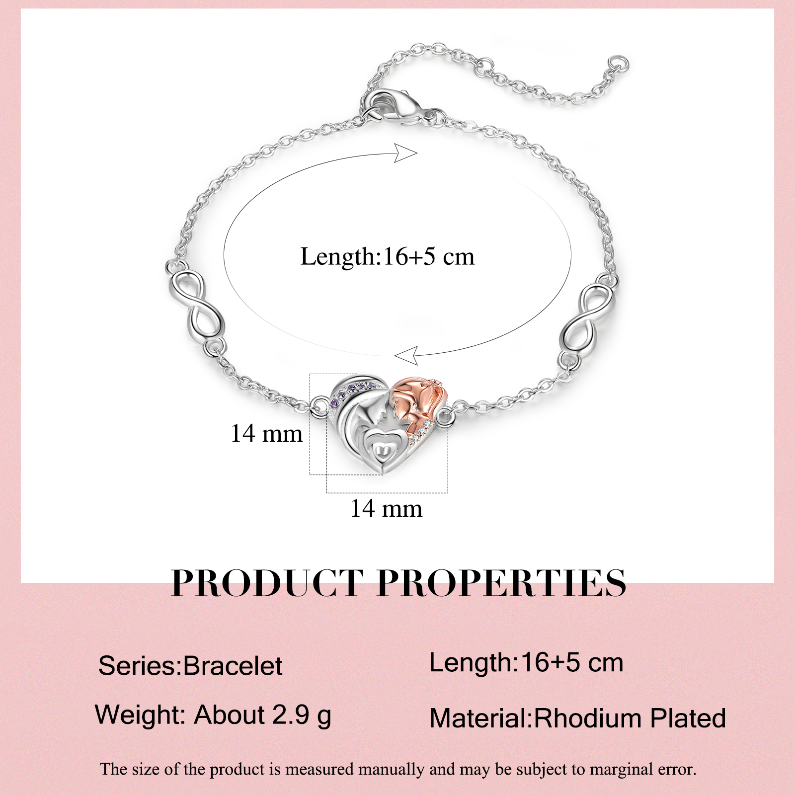 Herz Infinity Armband mit Zirkonia -Tochter ♡ Mutter Geschenk