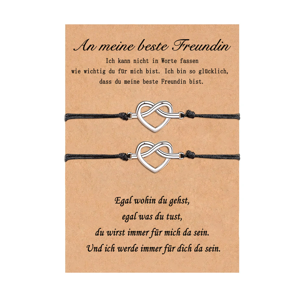 konzentrischer Knoten Armbänder Set An meine beste Freundin-Ich werde immer für dich da sein-Freundschaft Geschenk mit Nachrichtenkarte