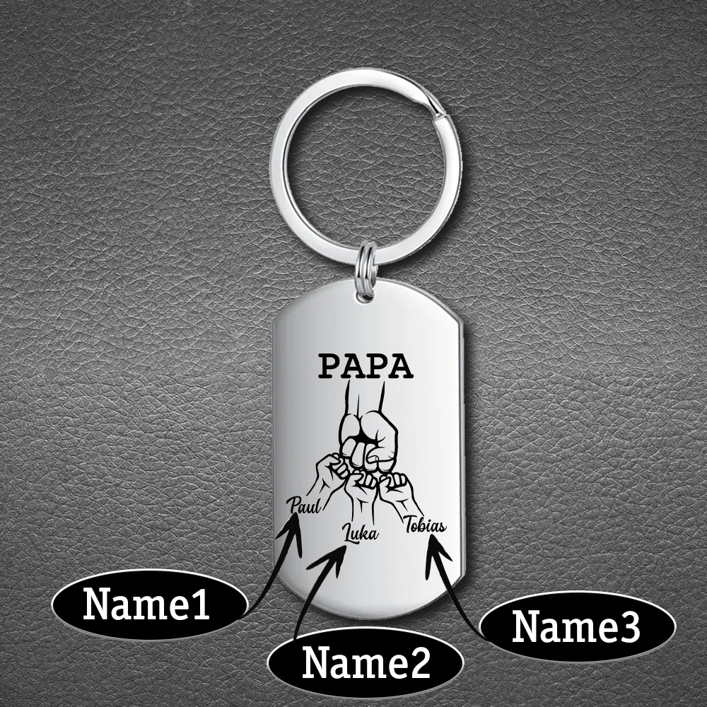 Personalisierbarer 3 Namen Papa/Opa Faust Schlüsselanhänger-Lieber Papa/Opa du hast ja bereits uns-Geschenk für Vater Vatertag
