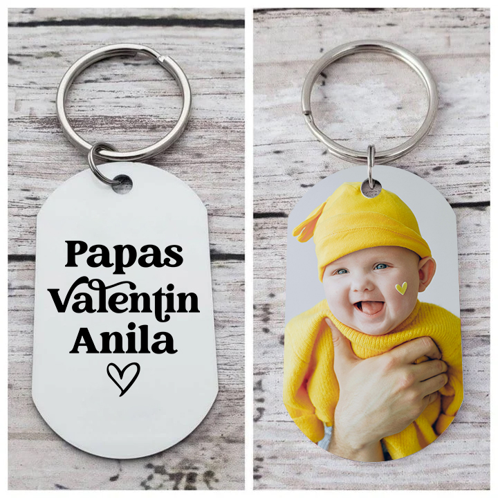 Personalisierbares Foto & Name Schlüsselanhänger-Papas Valentin-Geschenk für Vater