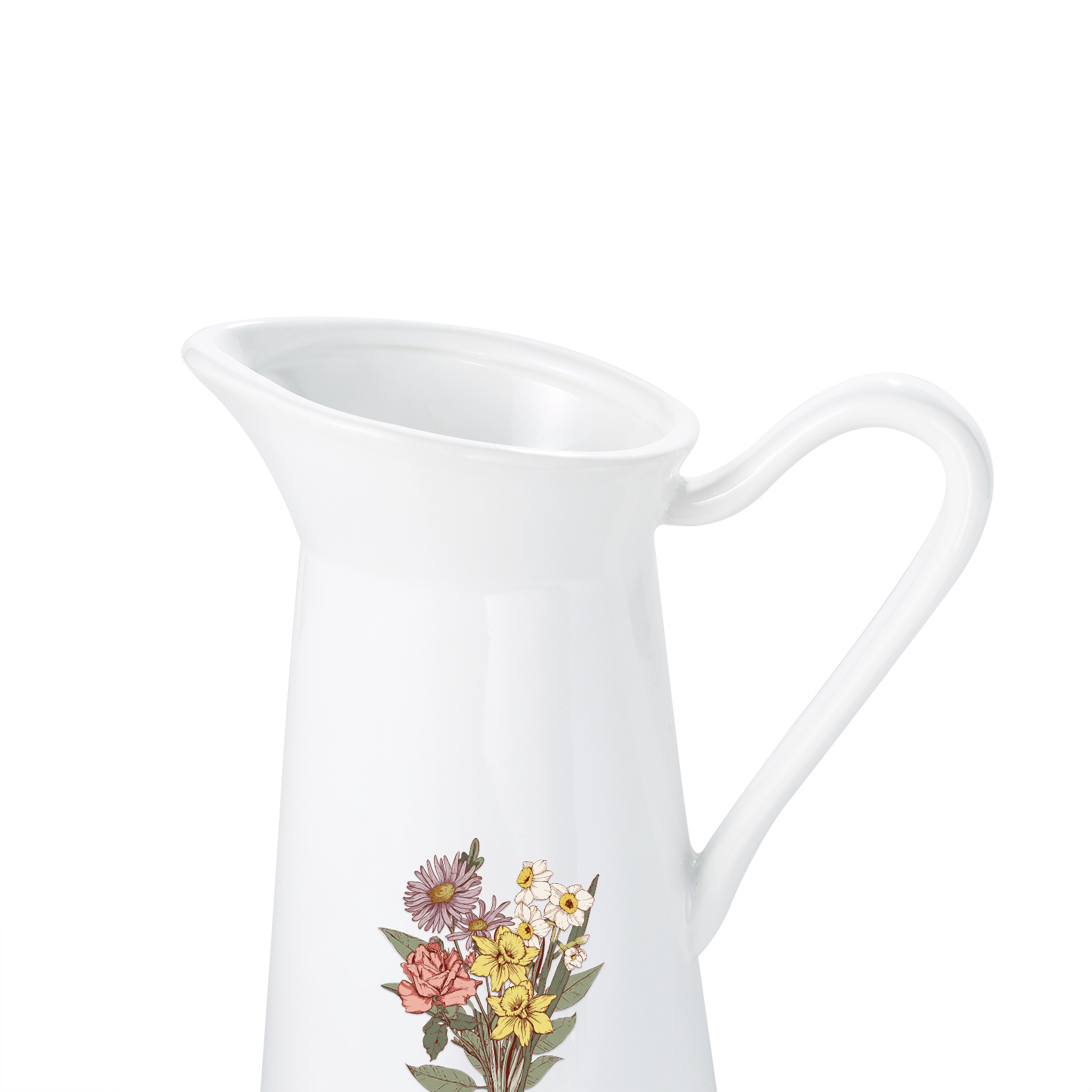 Personalisierte 4 Namen & Geburtsblumen & Text Gießvase mit Henkel Familie Vase