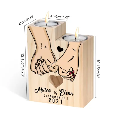 Personalisierte 2 Namen & Jahr Kerzenhalter & 2 Buchstaben & Datum Schlüsselanhänger Geschenkbox Set für Paare