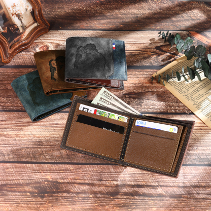 Personalisierte Foto & Name & 1 Buchstabe PU Leder Geldbörse