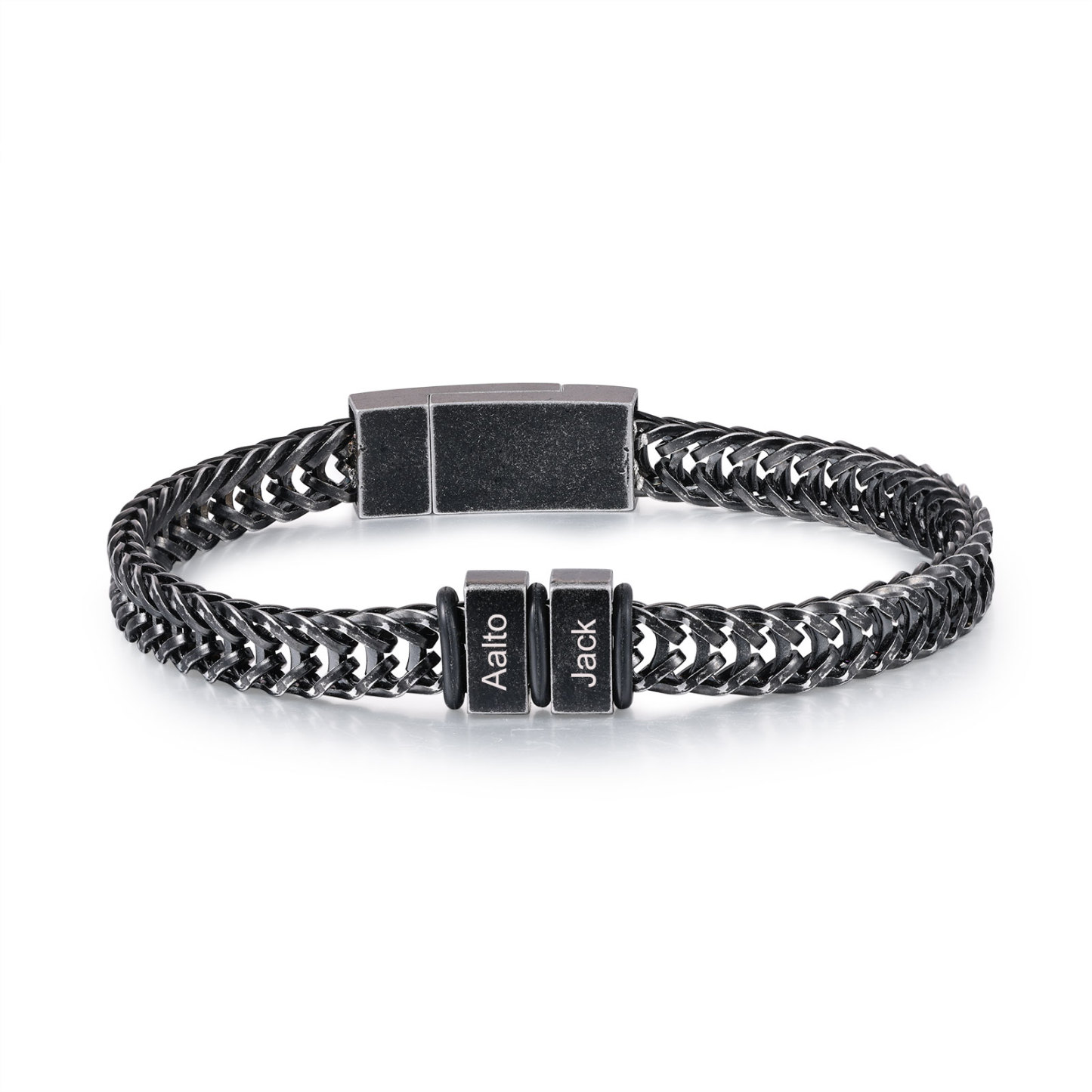 Herren Schmuck-Personalisierte 2 Namen Vintage Armband mit Edelstahl Kette für Großvater