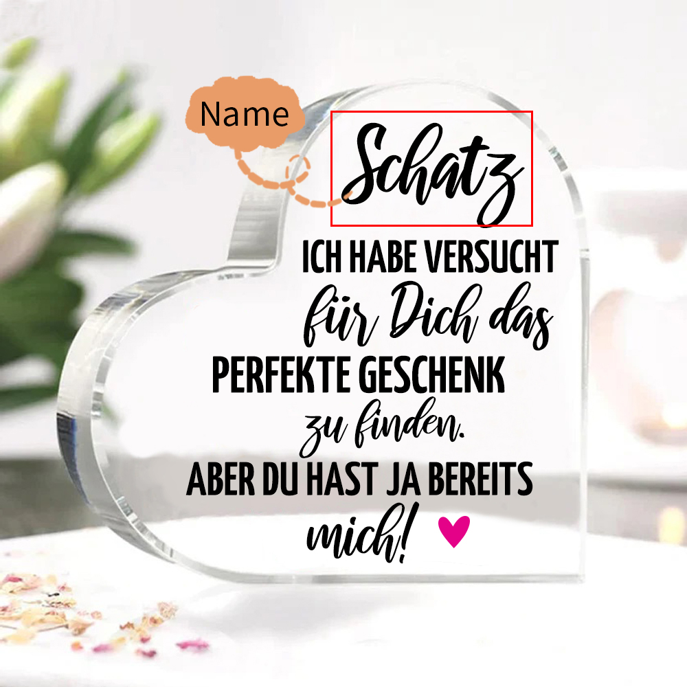 Personalisierte Name Acryl-Deko-Du hast ja bereits mich-Schreibtischdekoration für Paar