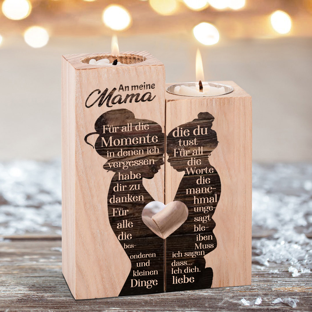 Quaderform Kerzenhalter-An meine Mama Ich muss sagen, dass ich dich liebe-Holz Kerzenständer für Mutter