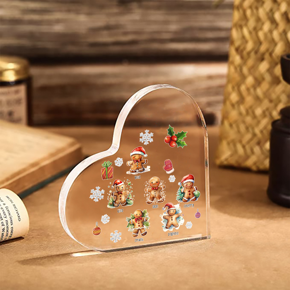 Personalisierte 6 Namen Lebkuchenmann Familie Weihnachten Acryl-Deko-Schreibtischdekoration