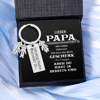 Kettenmachen Personalisierter 3 Kinder Namen Schlüsselanhänger- Lieber Papa-Geschenk mit Nachrichtenkarte 17.99