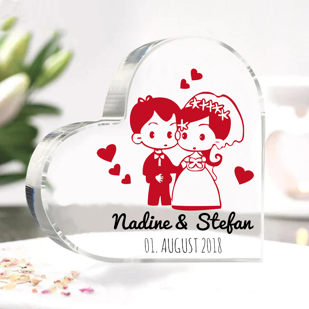 Personalisierte 2 Texte Acryl-Deko Schreibtischdekoration Hochzeitstag Geschenk für Paar