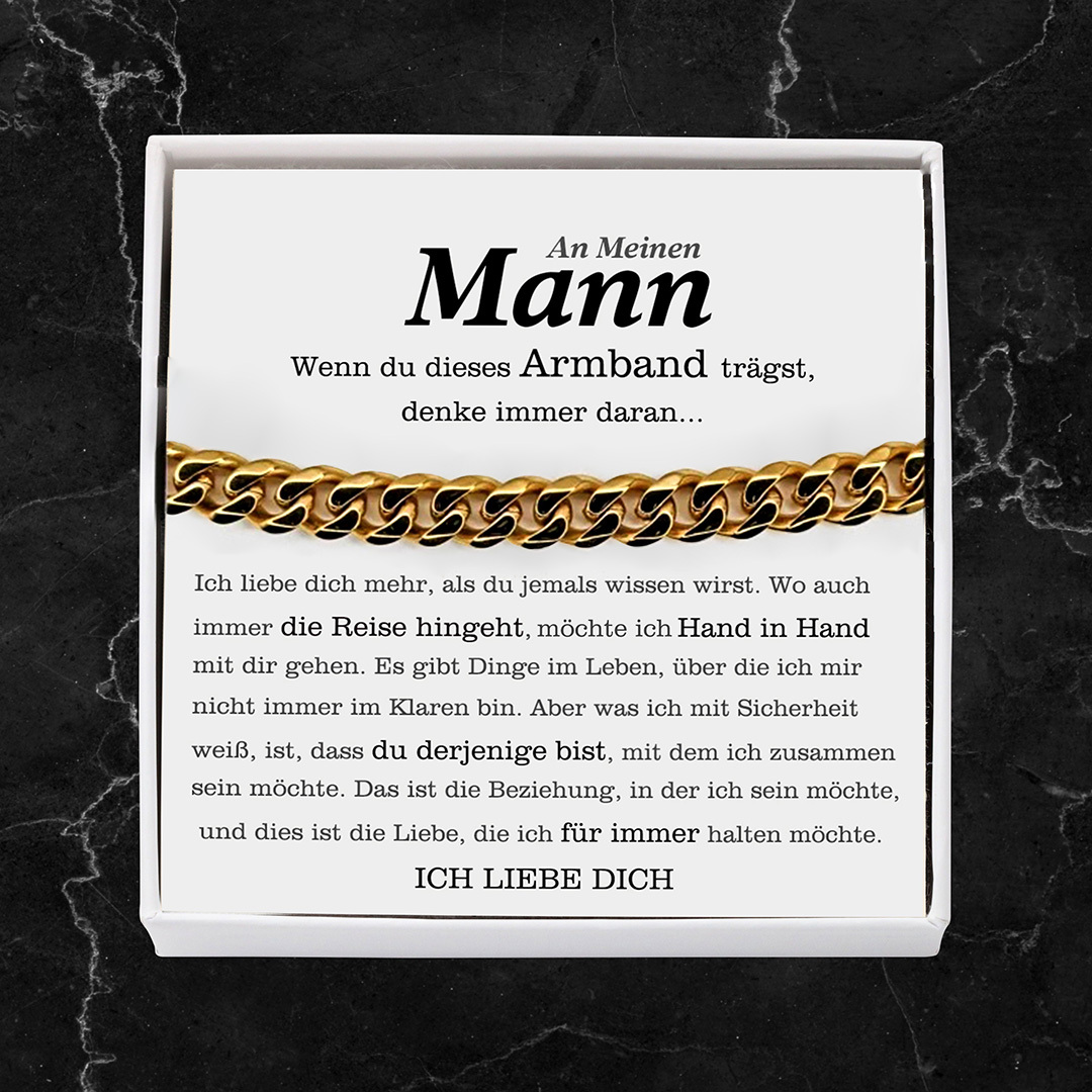 Herren Kubanisches Armband- An Meinen Mann"Das ist die Beziehung, in der ich sein möchte"-Geschenk mit Nachrichtenkarte