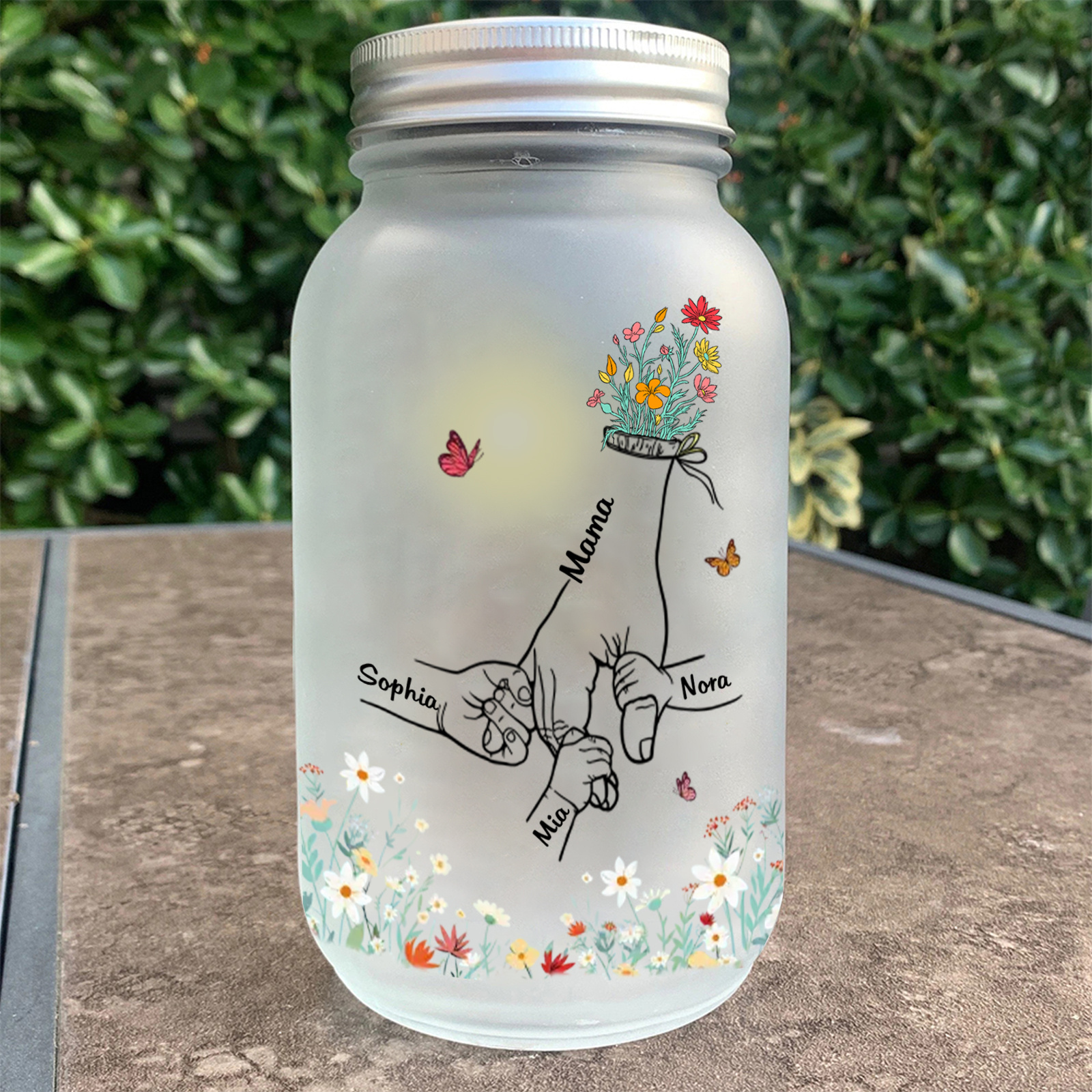 Personalisierte LED-Leuchtflaschen für Mama, Oma und Lehrerin – das perfekte Weihnachtsgeschenk als Dankeschön.